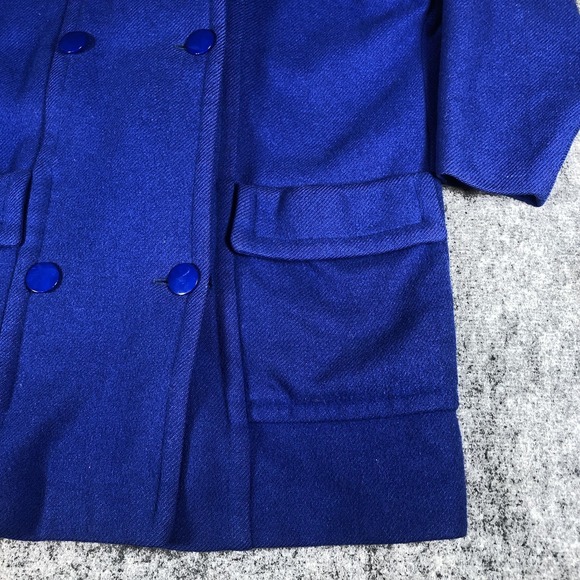 Vintage Steilmann Womens 10 Blue‎ Wool Double Breasted Overcoat 80s - Picture 5 of 15